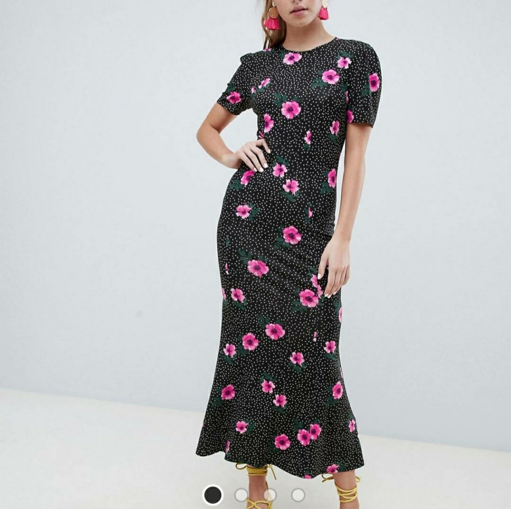 ASOS maxi tea dress with spots and floral